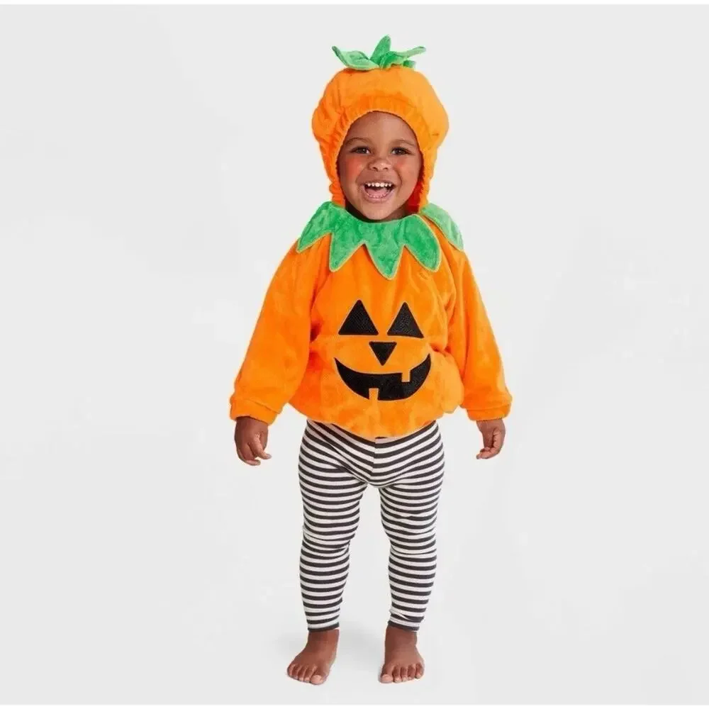 Hyde& Eek Plush Infant Pumpkin Hooded Halloween Costume Baby 0-6 Months NWT